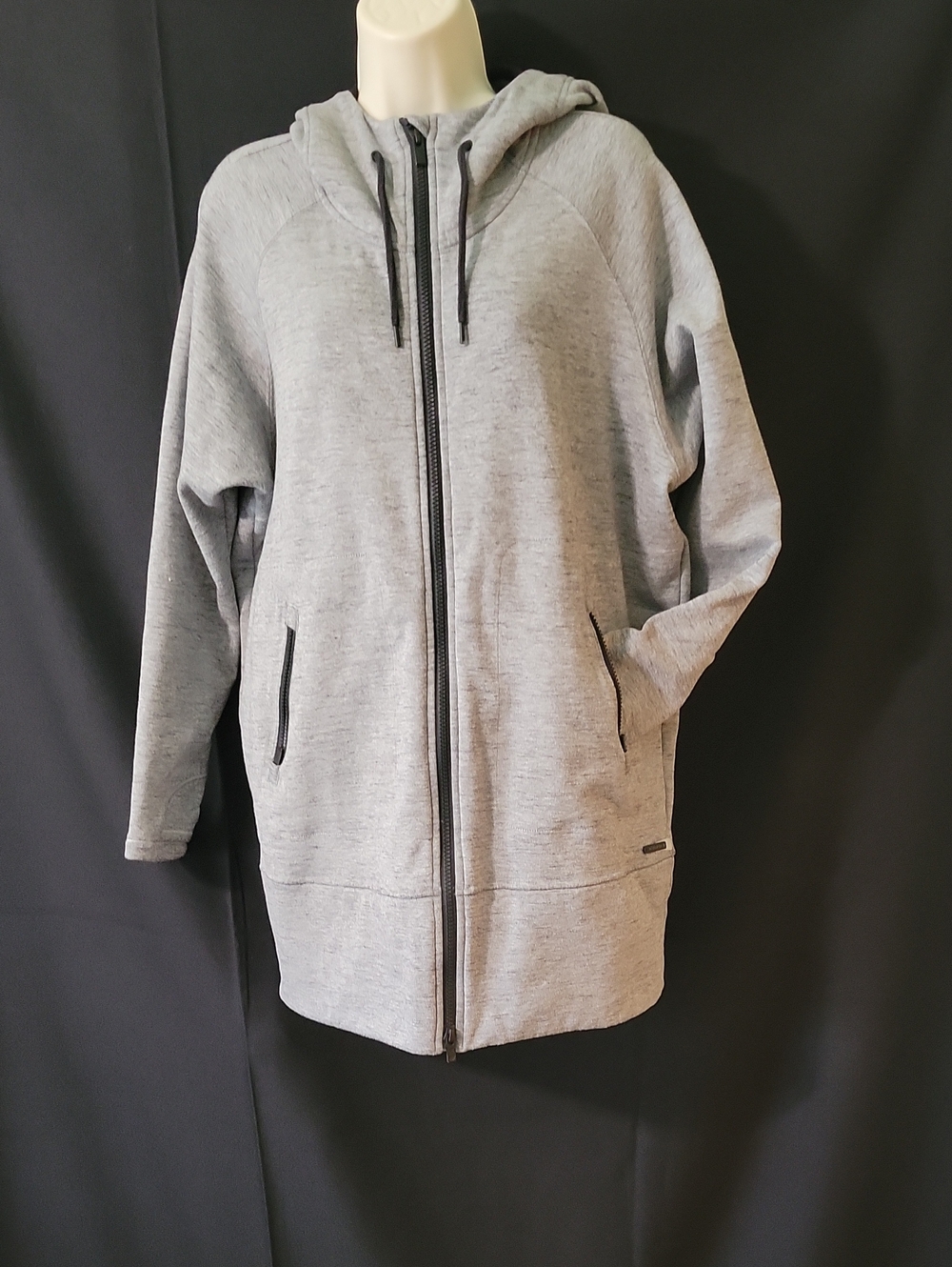 Athleta Stronger Long Heathet Gray Hoodie, Size S